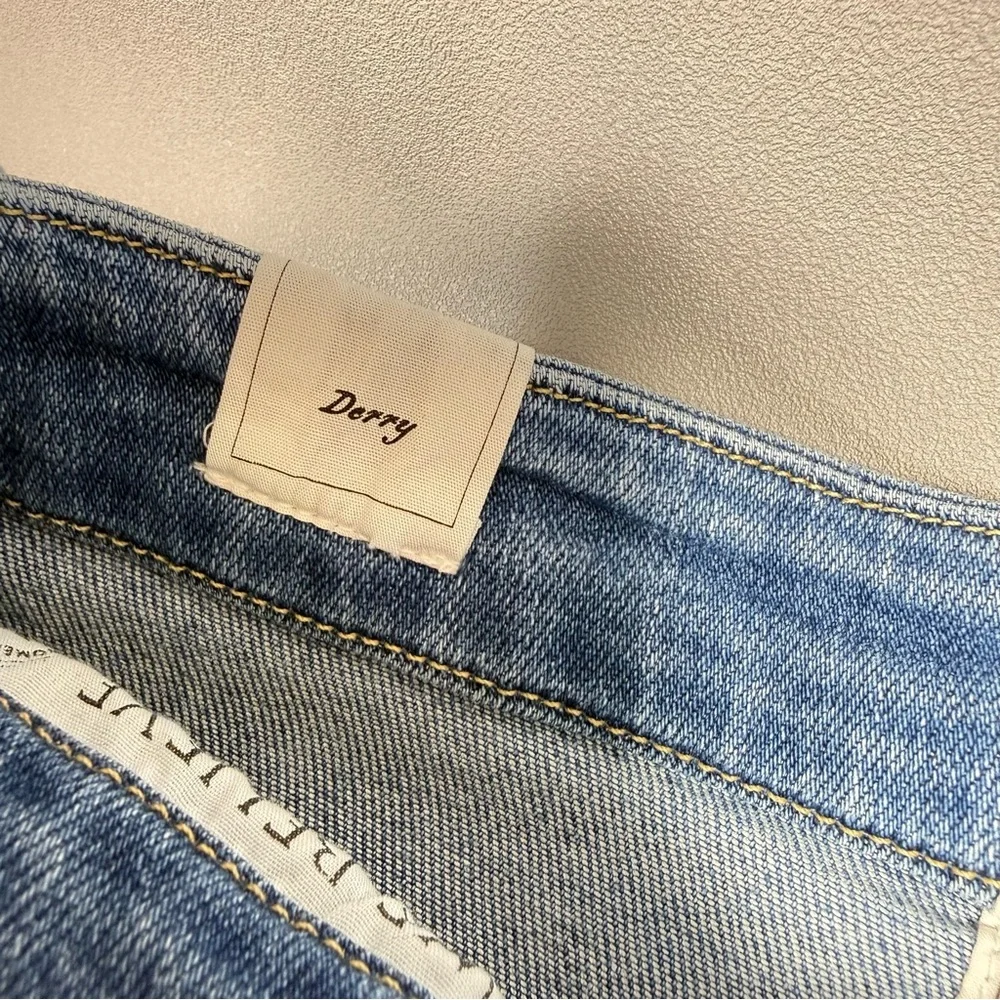 Frank & Eileen “Derry” Blue Denim Straight Leg Frayed Hem Jeans